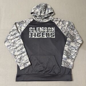 Clemson Tigers Hoodie Mens XL Gray Camo Football OHT Military Colosseum